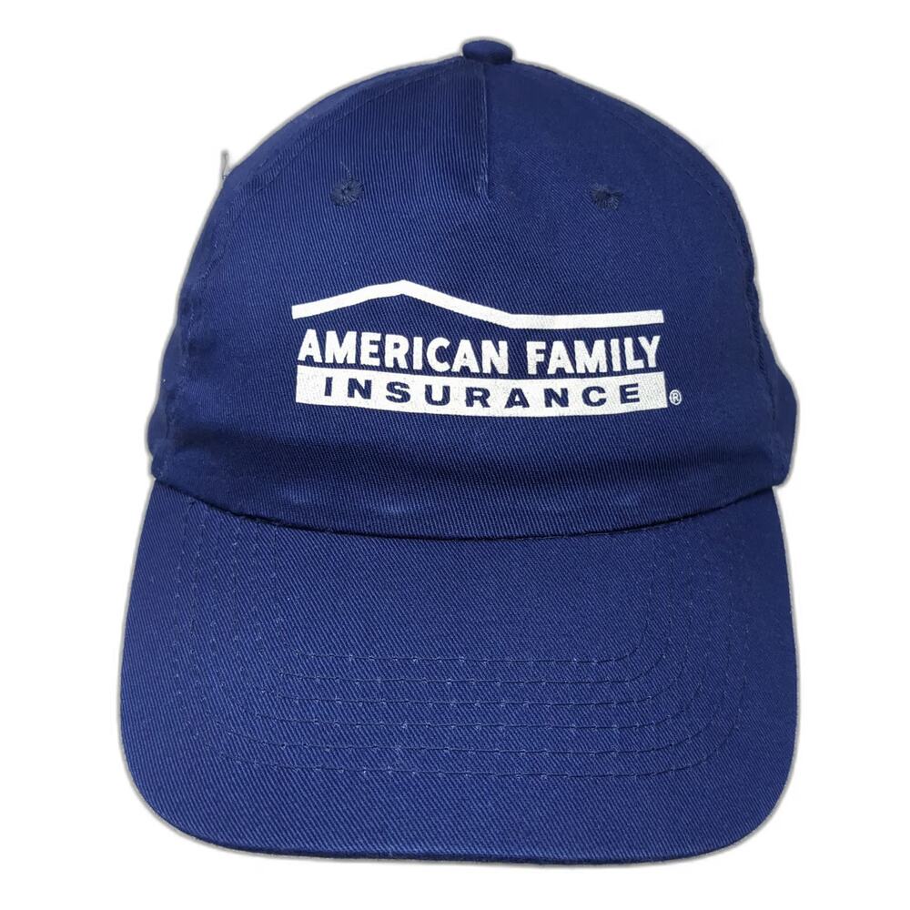 Hitwear Baseball Cap Blue One Size American Family Insurance Strapback Logo Hat